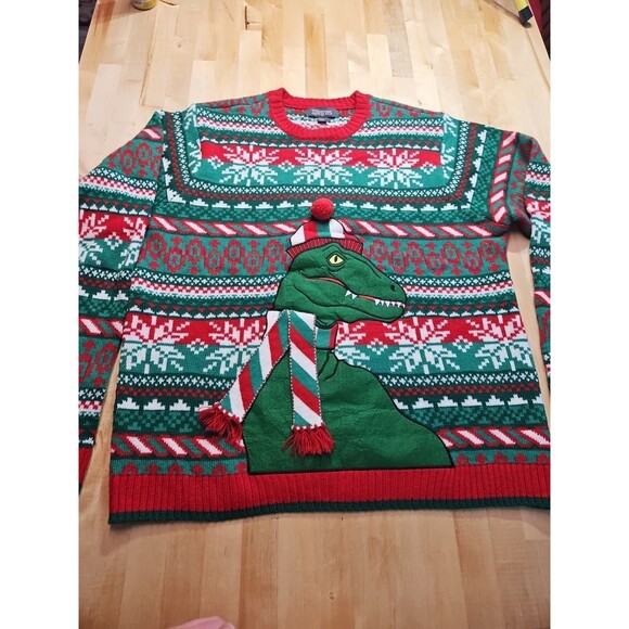 Dinosaur T-Rex Ugly Christmas Sweater 33 Degrees Men's Size XXL - Picture 2 of 16